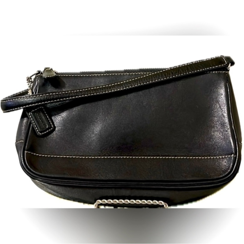 Vintage Coach Hampton Black Leather Demi Baguette Pur… - Gem